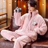 Зимняя пижама женская коралловая бархатная фланель утолщенная плюс пижама женская домашняя одежда комплект женской застежки-молнии верхняя одежда