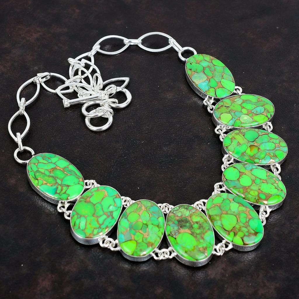 Медно-зеленое бирюзовое ожерелье, ожерелье из стерлингового серебра 925 пробы, регулируемая цепочка, ожерелье ручной работы, драгоценные камни, подарки на годовщину