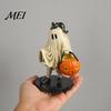Whimsical Ghost Statue Vintage Halloween Figurine, Cute Spooky Resin with Pumpkin Figurine Bucket And Black Cat for Indoor Kitchen Home Decor
