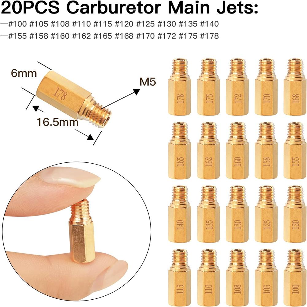 40PCS Carburetor Main Jet Slow Pilot Jet Kit Include 30pcs Main Jets and 10pcs Slow Pilot Jet for PWK Keihin OKO CVK Crab