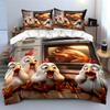 "Animated Chicken Trio Kitchen Surprise" Exquisite three-piece bedding set gift for kids and adults