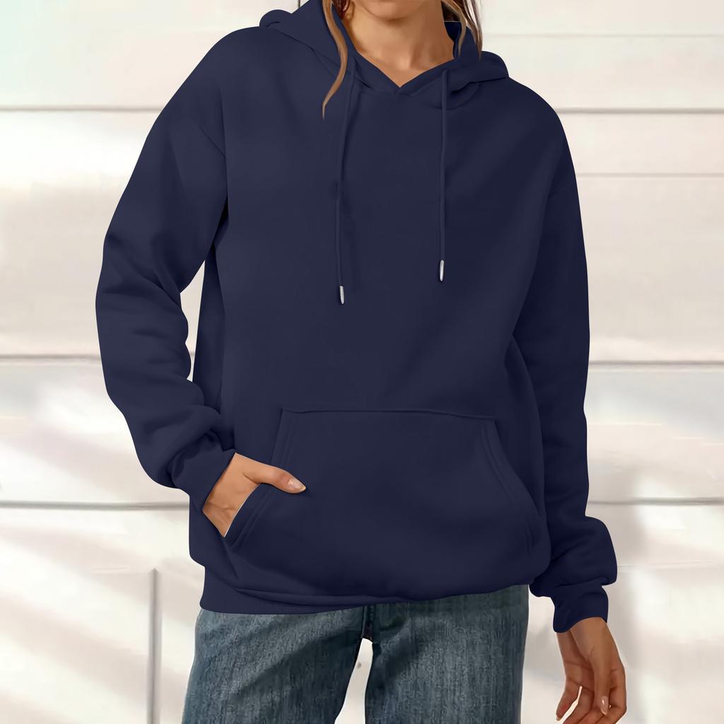 Women's Fashion Solid Color Casual Long Sleeve Hoodie