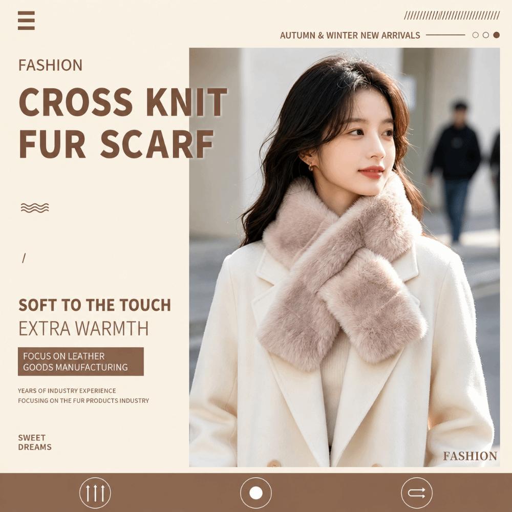 Thickened Faux Rabbit Fur Scarf Furry Neck Warmer Scarf New Cross Scarf Women Girl