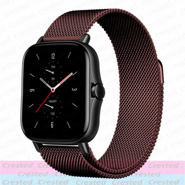 Магнитный ремешок 20 мм/22 мм для Amazfit GTS/4/2/2e/3/GTS2 Mini/GTR 47 мм/GTR2/3/Pro/4 stratos Металлический браслет для часов Ремешок Amazfit bip