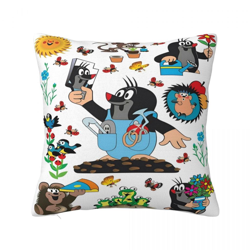 The Little Mole Cartoon Animal Printed Pillowcase Cushion Cover Throw Pillow Cover New Style Bedroom Decor Square Multiple Sizes