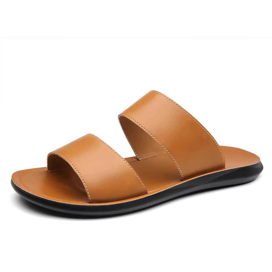 Гладиаторы Мода Мужчины Роскошный Бренд Искусственная Кожа Повседневные Шлепанцы Лето Новые Пляжные Шлепанцы Для Мужчин Нескользящие Плоские Сандалии