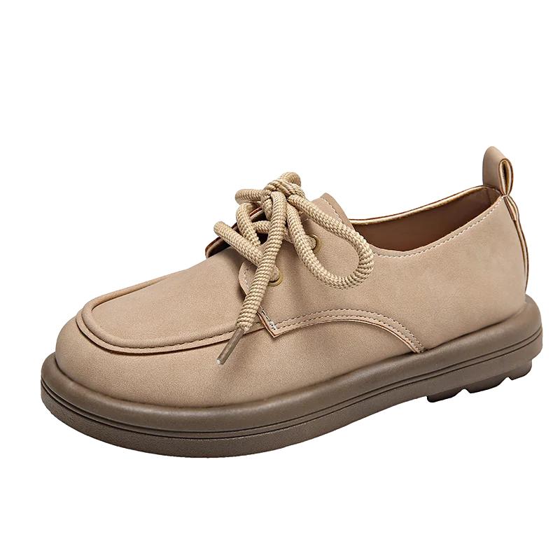 Удобные и элегантные женские туфли на плоской подошве, обувь на платформе, женские лоферы в британском стиле, с круглым носком, повседневные кроссовки, осенние, в стиле ретро