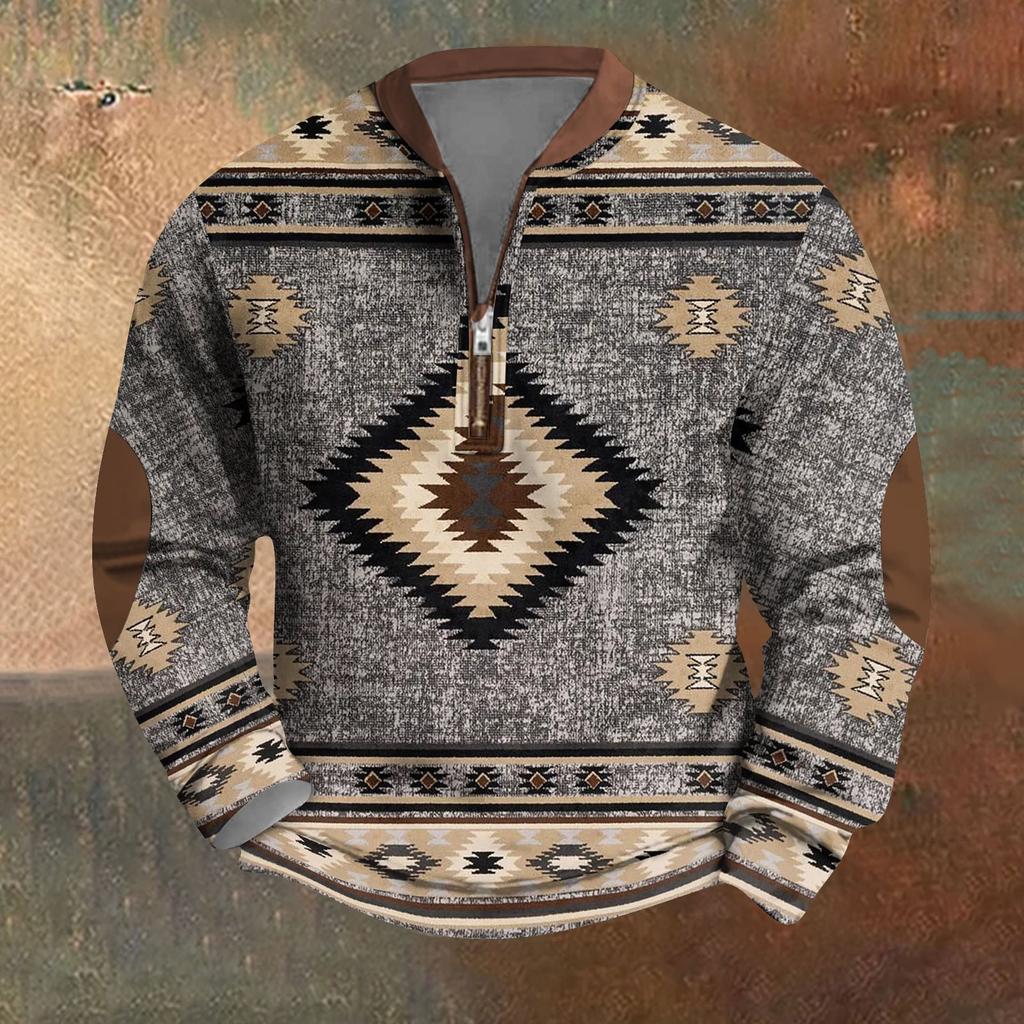 Мужская повседневная толстовка в стиле ретро с градиентным принтом