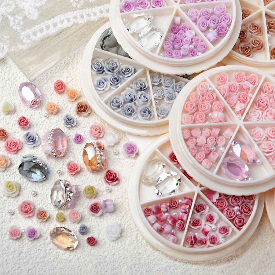 3D-цветы розы и камелии с набором жемчужных бусин, ювелирные аксессуары для дизайна ногтей