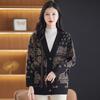 Vintage Jacquard Sweater Jacket Women's Loose Lazy Wind Large Size Women's Clothing Mother Knitted Cardigan Fashion Casual