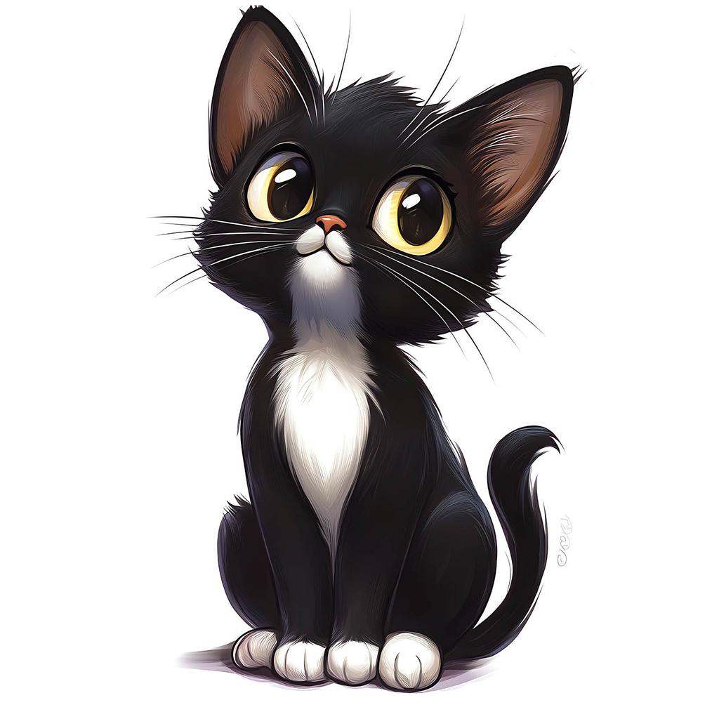 Plakat Kocurek W Bieli Plakat Kocurek W Bieli, 40X50 Cm, Rama Aluminiowa Czarna, Papier Matowy 230 Gsm