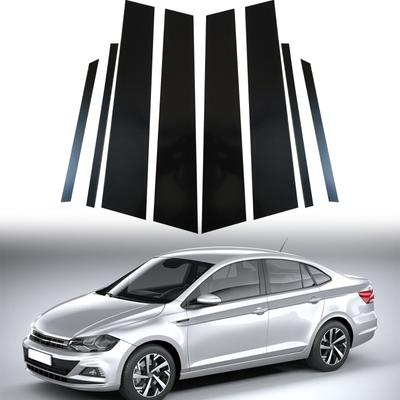 !НОВЫЙ! 8 шт. комплекты черных столбов для авто подходят для Volkswagen Virtus 2018-2023, наружная отделка окон дверей, декоративная накладка