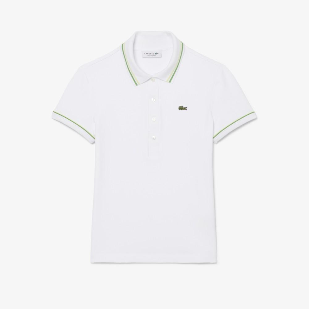 [lacoste] Women's Slim Fit Piping Detail Polo Shirt DF5284-56G3SM