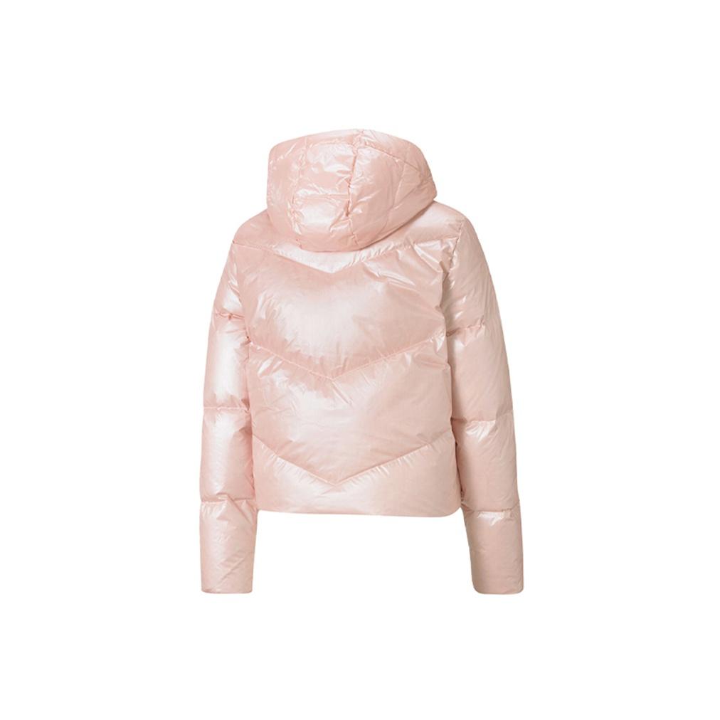 Puma Classics Shine Down Logo Hooded Down Jacket Women Outwear Pink 599144-15