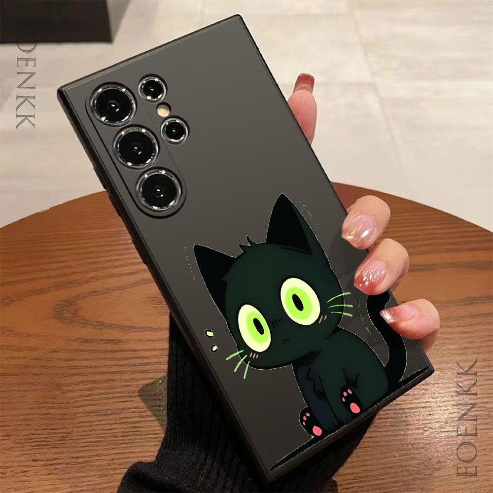 Мультяшный Черный Кот Чехол для Телефона Для Samsung Galaxy Note 10 20 Lite S25 S24 S23 S22 Plus S21 S20 Ultra FE Plus 5G Противоударный Чехол