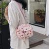 Маленькая квадратная сумка с принтом из вельвета, летняя, новая, через плечо, сумка из холщовой ткани клубничного цвета, повседневная, простая, модная сумка