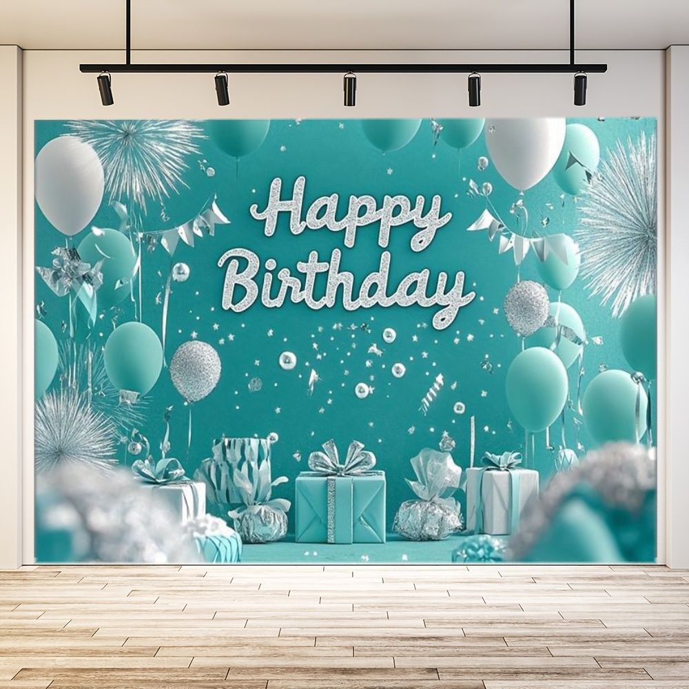 1pc Birthday Happy Greenish-Gray White Silver Balloon Party Decoration - Greenish-Gray Background Shiny Star Decorations Green