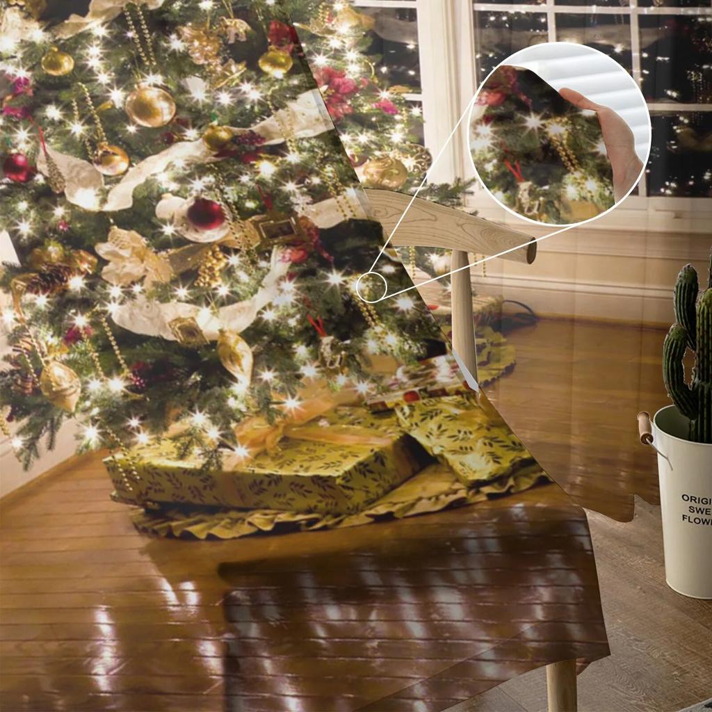 Christmas Tree Lights Christmas Theme Window Tulle Curtains For Living Room Kitchen Christmas Home Decor Sheer Voile Curtains