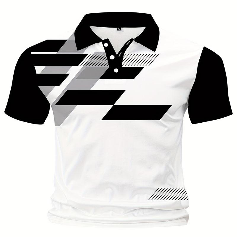 Модная быстросохнущая мужская контрастная рубашка поло с короткими рукавами и воротником в повседневном стиле, слегка эластичный облегающий летний топ