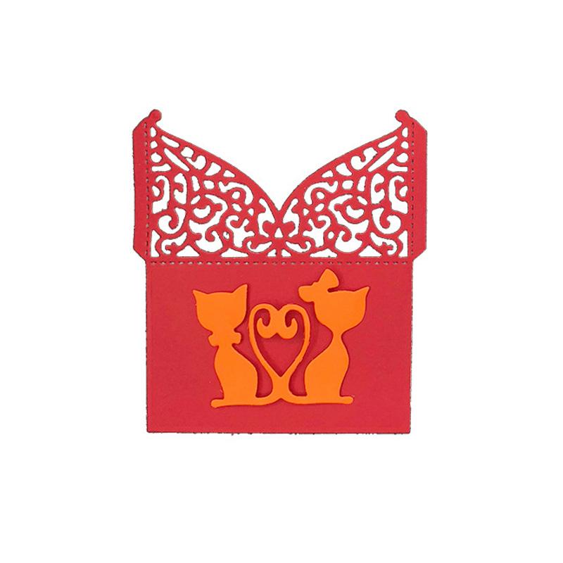 Любитель кошек Свадьба Кружевное крыло Металлические штампы Скрапбукинг Фотоальбом Карточка Бумага Тиснение Ремесло