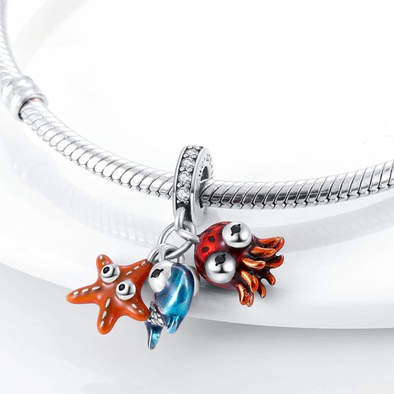 Fashion Trend 925 Silver Travel Airplane Dangle Charms Fit Original  Charm Bracelet DIY Sunflower Butterfly Bead