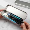 Pen Box Compact Durable Pencil Case Lightweight Metal Stationery Makeup Brushes Storage Box Home Organizer