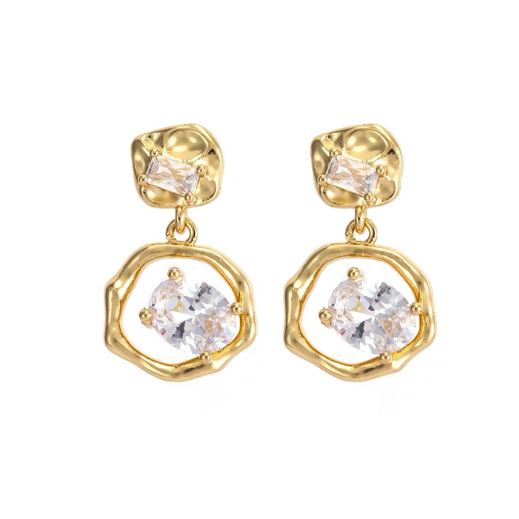 Nidin Irregular Metal Drop Earrings With Shiny Crystal Zircon Geometric Fashion Jewelry For Women Birthday/Anniversary Gifts