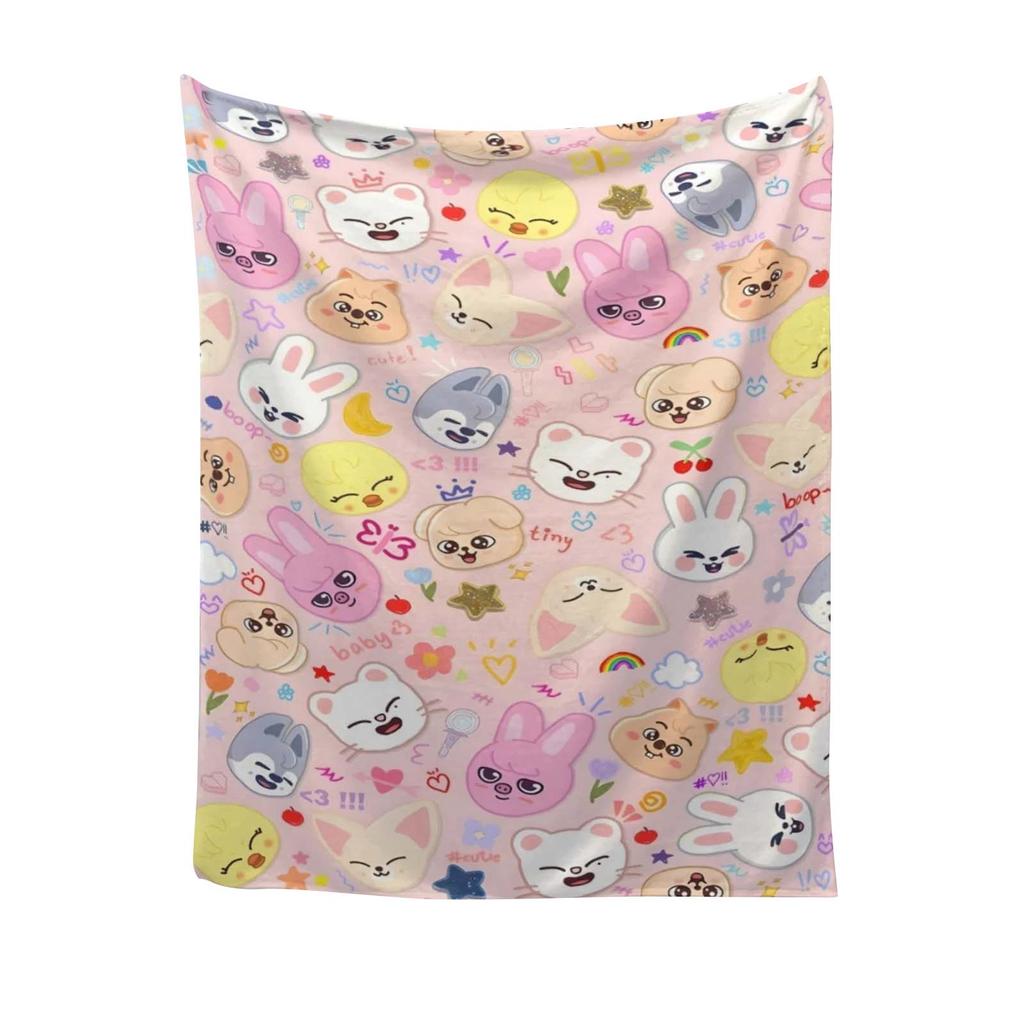 Cartoon Cute Printed Flannel Blanket, Shawl Blanket, Sofa Blanket, Daily Shawl Blanket