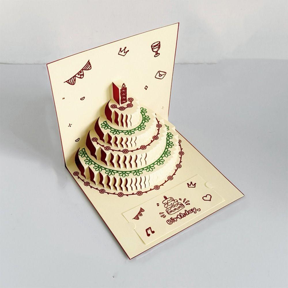 Handmade 3D Birthday Card with Envelope Birthday Cake Card Gift Card  Anniversary Celebration