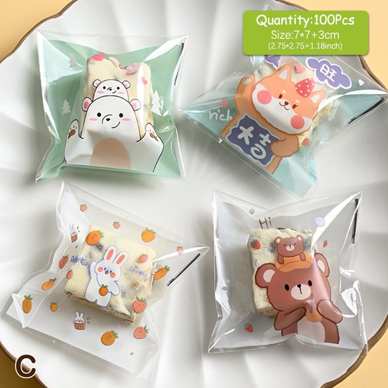 100 шт./лот 2,75" X 2,75" подарочные пакеты из полипропилена для торта, пластиковые пакеты для упаковки конфет, печенья, бисквитов, принадлежности для свадебной вечеринки