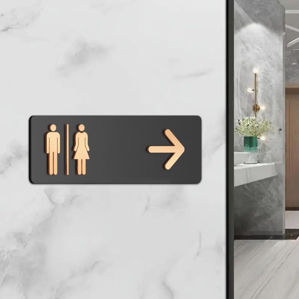 Bathroom Sign Acrylic Restroom Directional Sign Adhesive Toilet Signage for Business Home Office Restaurant Laundry Shopping