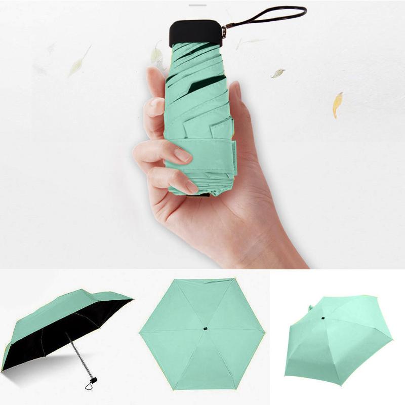 Umbrella Flat Lightweight Parasol 5 Folding Sun Mini Foldable Umbrella Couple Short Handle Wind Durable Resistant Umbrella