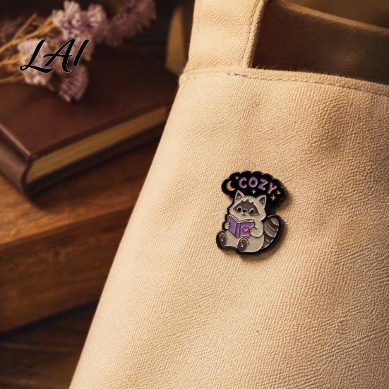 Enamel Brooch Pin Cartoon Raccoon Pin Animal Decorative Badge Alloy Lapel for Jackets Backpacks Hats Scarves Theme