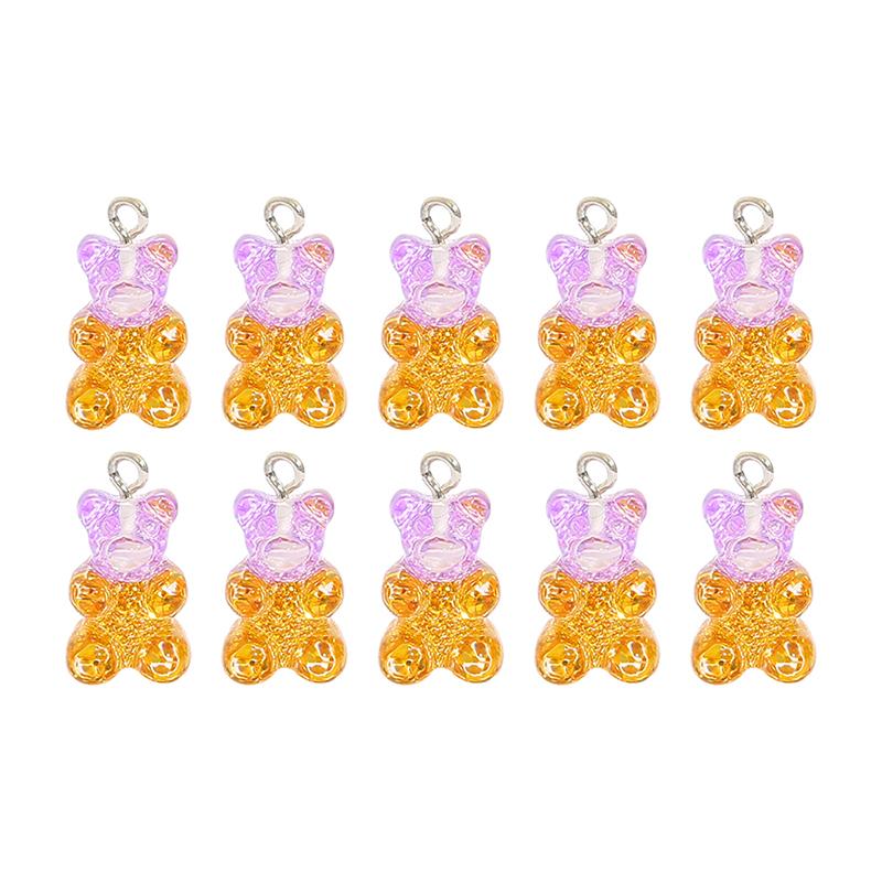 10pcs Resin Candy Color Bear Charms Pendant Beads for Necklace Bracelet Jewelry Making