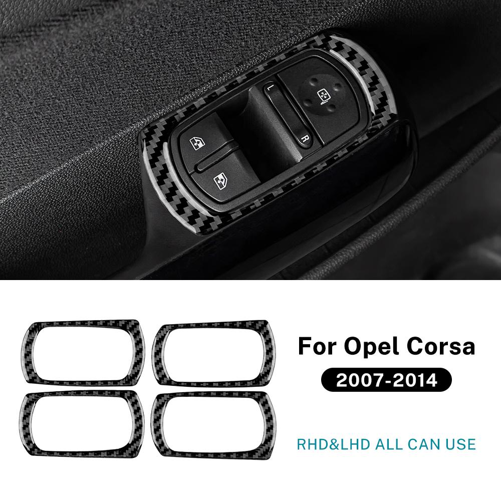 4 шт. Наклейка на рамку кнопки стеклоподъемника из углеродного волокна для Opel Corsa 2007 2008 2009 2010 2011 2012 2013 2014 LHD RHD.