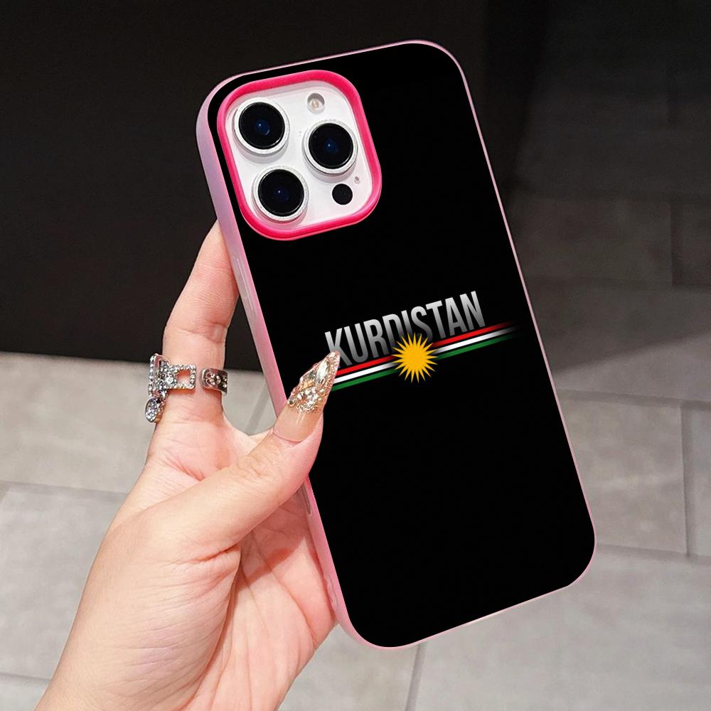 Kurdistan Flag Jelly Double layer Rose Red Mobile Phone Case for iPhone 17 16 15 14 13 12 11 Air Pro Max Plus Protective