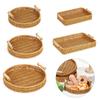 Корзины для хранения из ивовых прутьев ручной работы, плетеные корзины из искусственного ротанга, компактный органайзер для хлеба и фруктов, поднос для домашней организации