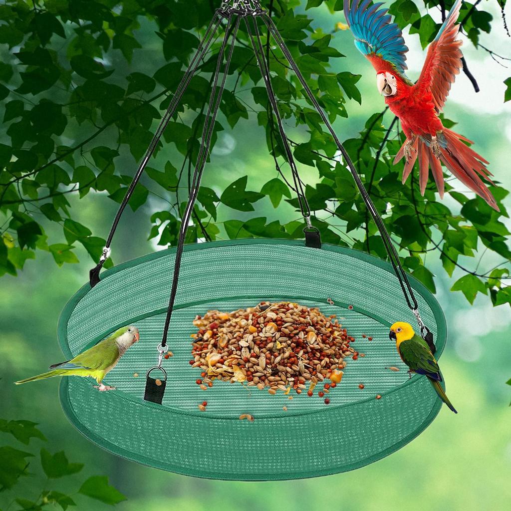 Bird Seed Catcher Tray Universal Mesh Bird Feeder Tray with Hook Hanging Bird Feeder for Outdoor Garden Lawn Patio