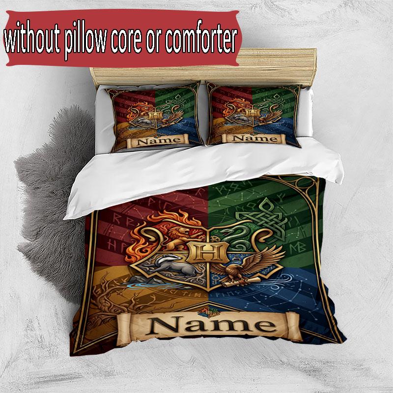 3pcs Duvet Cover Set (1*Duvet Cover + 2*Pillowcase, Without Core), Custom Name Harry Potter1 Pattern Bedding Set, Home Bedroom Decor Gift