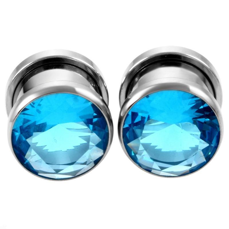 Ушной расширитель для ушей, туннельный манометр, унисекс, стальной блестящий хрустальный корпус, ювелирный винт, 2 шт.