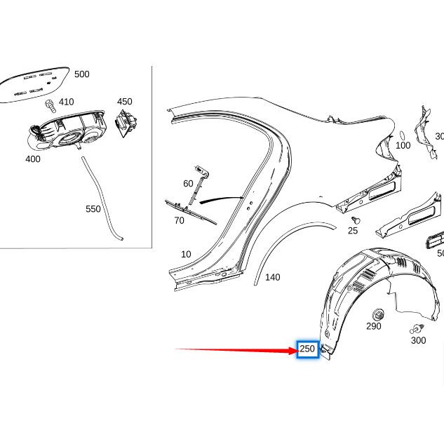 Mercedes-Benz E-Class W213 Задний подкрылок внутренний (2136900304/2136900404)