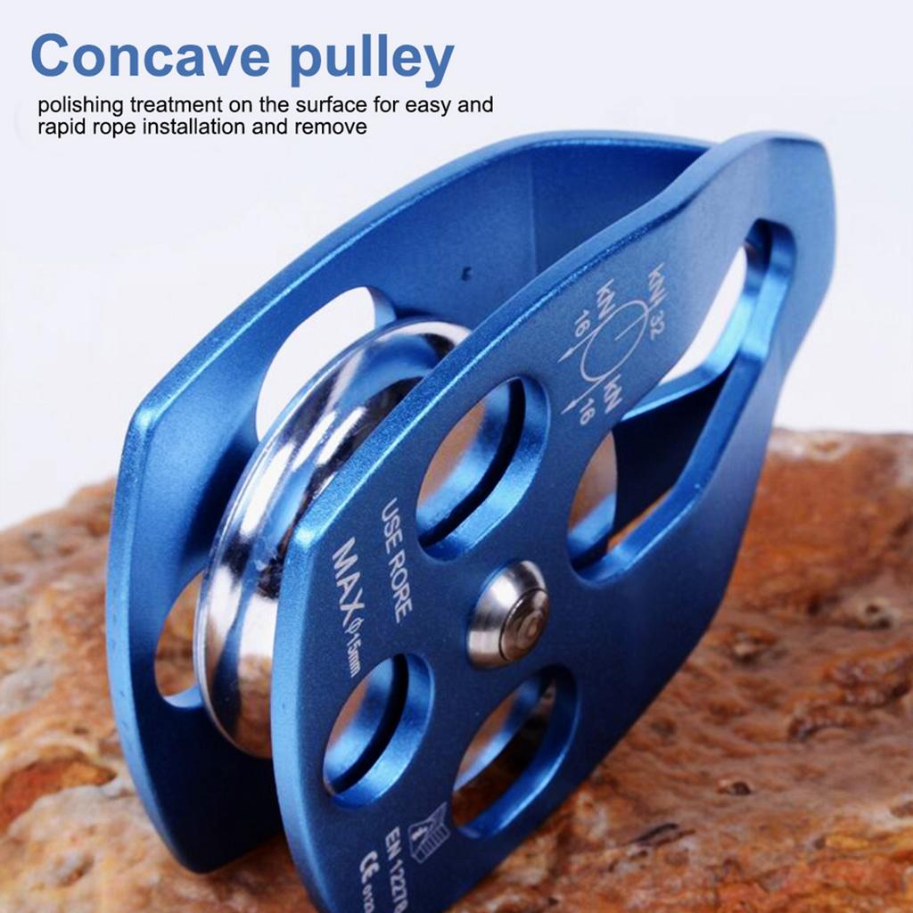 Outdoors Climbing 32KN Rescue Pulley Single Sheave with Swing Plate (Blue)