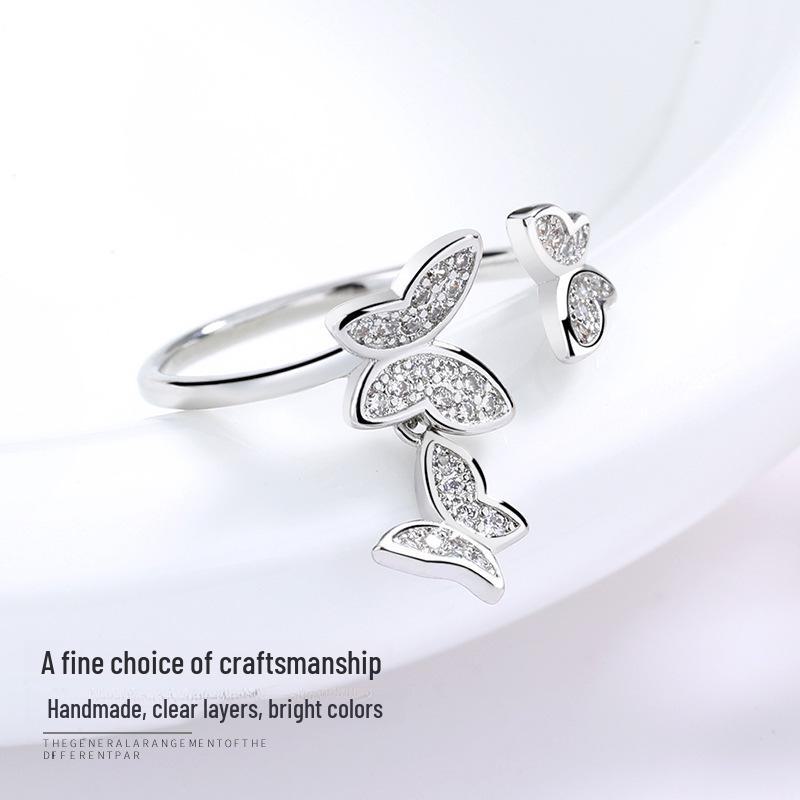 Регулируемое модное кольцо-бабочка Runxin с бриллиантовыми украшениями для женщин