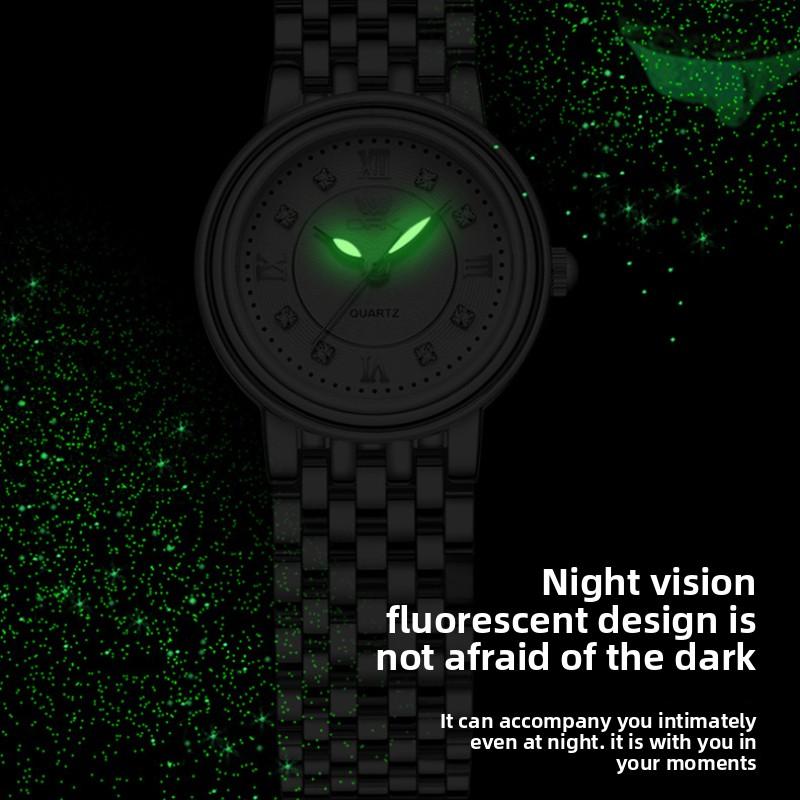 OPK Бренд Пара Светящаяся Шкала с Бриллиантами Изысканные Мужские и Женские Тренд Кварцевые Часы Женские Повседневные Стальной Ремешок Водонепроницаемые Часы