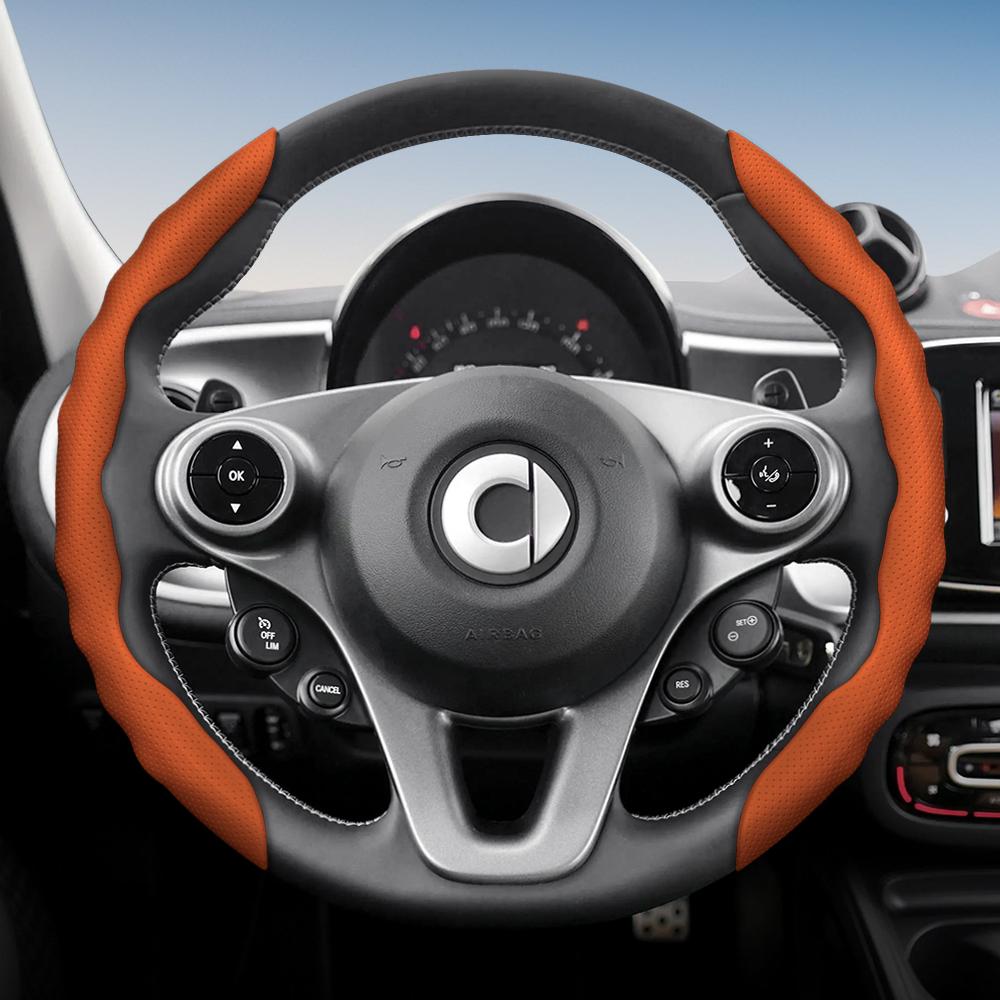 vcxja9 Suitable for Smart Steering Wheel Cover with Wavy Sports Design, Breathable Leather, Segmented Non-Slip Sweat-Absorbing Steering Wheel