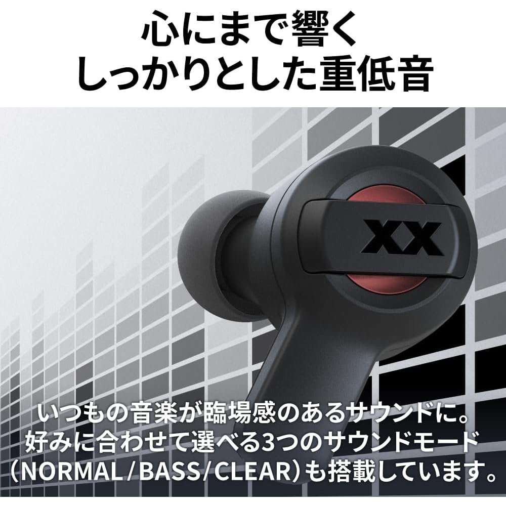 JVC Kenwood JVC HA-XC62T-R Беспроводные наушники, Bluetooth, Глубокий бас, Серия XX, с микрофоном, Вес 4,4 г (на наушник), До 24 часов воспроизведения, Ва