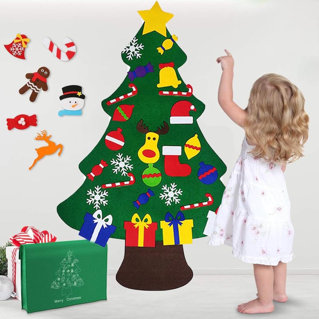 Choinka ze zdejmowanymi ozdobami z filcu diy świąteczna dekoracja