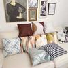 Nordic Abstract Geometric Earth Color Graffiti Pillow Cover Short Plush Printed Home Sofa Car Cushion Cover
