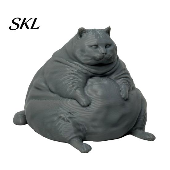 Decorative Cat Model 3D Printed Fat Figurine, Modern Sitting Statue for Desk Decor, Animal Shape Collectible Ornament, Lovers Gift Minimalist Figure