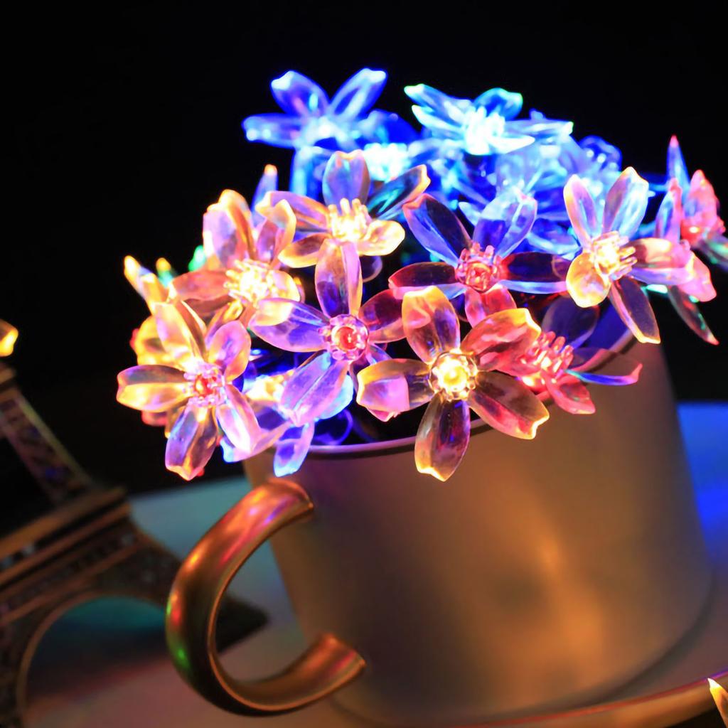 Сакура гирлянды солнечные светодиодные водонепроницаемые декоративные светильники для двора на открытом воздухе красочные 5